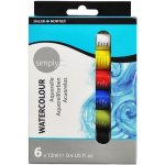Daler Rowney Simply Watercolour Sada akvarelových barev 6x12ml – Hledejceny.cz