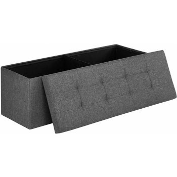 SONGMICS Úložný sedací box čalouněný skládací 110x38 cm tmavě šedý