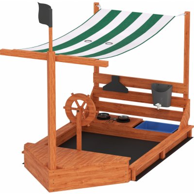 Outsunny Dětské pískoviště s krytem ve tvaru lodi, 180 x 103 x 144,5 cm oranžové – Zboží Mobilmania