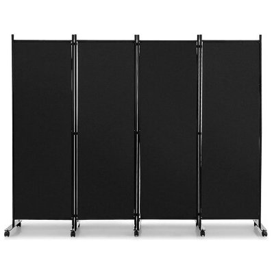 Costway Zástěna pro rozdělení místností JV10724BK na kolečkách černá – Sleviste.cz