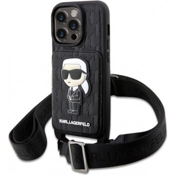 Pouzdro Karl Lagerfeld Saffiano Monogram Crossbody Ikonik NFT iPhone 14 Pro černé