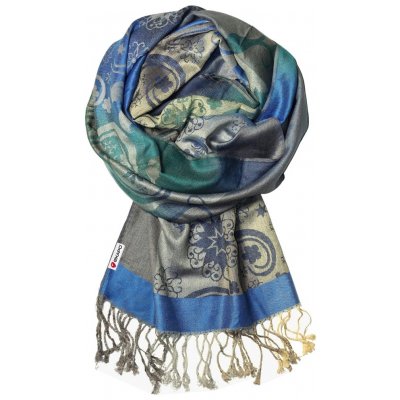 Cidlina kašmírová šála azurová EK26004 šedomodrá – Zboží Dáma