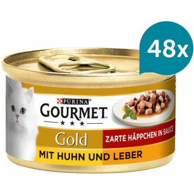 Gourmet Gold Jemné kousky kuřecí maso a játra 48 x 85 g