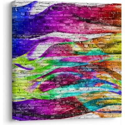 Obraz - Cihlová zeď s barevnými plameny, jednodílný 50x50 cm – Hledejceny.cz