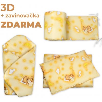 Baby Nellys 3D Mantinel s povlečením + zavinovačka Medvídek krémový 135 x 100 cm – Zboží Dáma