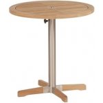Nerezový bistro stolek Equinox, Barlow Tyrie, kulatý 67x70 cm, rám nerez, teaková deska – Sleviste.cz