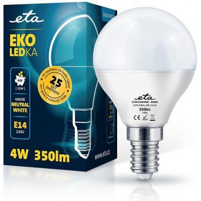 ETA žárovka LED EKO LEDka mini globe 4W, E14, neutrální bílá – Zboží Mobilmania