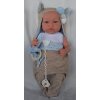 Panenka Marina & Pau Realistické miminko chlapeček Matouš v overalu bez rukávů Luka Baby Soft- 45 cm