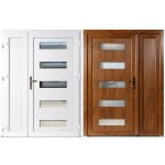 OknaDvereNaMiru.cz Dvoukřídlé plastové vchodové dveře 6300 + plný panel zlatý dub-bílá pravé 130 x 200 cm – Hledejceny.cz