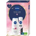 Nivea Rose Care sada sprchový gel Rose & Almond Oil 250 ml + antiperspirant Black & White Invisible Clear 150 ml – Zbozi.Blesk.cz