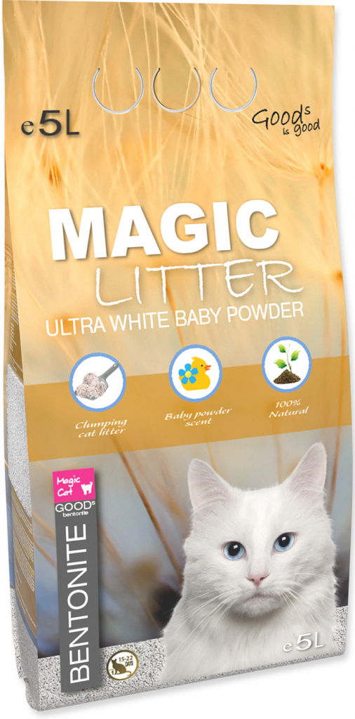 Magic Cat Magic Litter Kočkolit LITTER Bentonite Ultra White Baby Powder 5 l