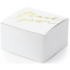 Svatební cukrovinka PartyDeco Dárková krabička bílá se zlatým nápisem Thank you 10 ks