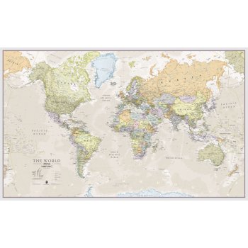 Maps International Svět - nástěnná politická mapa 197 x 117 cm Varianta: bez rámu v tubusu, Provedení: laminovaná mapa v lištách