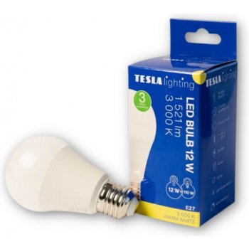 Tesla LED žárovka BULB E27, 12W, 230V, 1521lm, 25 000h, 3000K teplá bílá 220st