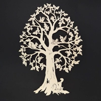 Amadea dřevěný strom se zvířaty přírodní závěsná dekorace výška 28 cm – Sleviste.cz