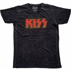 KISS tričko Classic Logo Snow Washed black