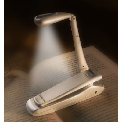 Připínací lampička na knihu Bookchair Clip On LED Stříbrná