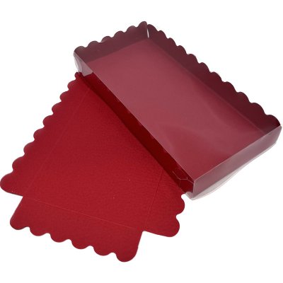 Krabička s průhledným víkem červená s imitací kůže 20x10x2,5 cm – Zboží Mobilmania