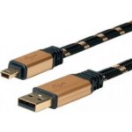 Roline 11.02.8821 Gold USB 2.0 kabel USB A(M) - miniUSB 5pin B(M), 0,8m – Hledejceny.cz