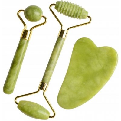 TOJATO Jade Set Pro Masáž a Lifting Obličeje, 2x Roller + Gua Sha – Zbozi.Blesk.cz