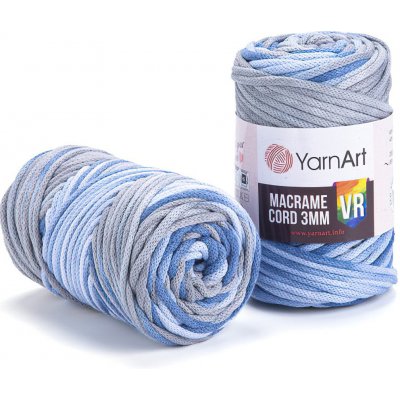 Pletací / háčkovací příze YarnArt MACRAME CORD VR 3mm 916 modro-šedá, melírovaná 250g/85m – Zboží Mobilmania