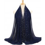 Šifónový přehoz přes ramena s perličkami Tmavě modrá – Zbozi.Blesk.cz