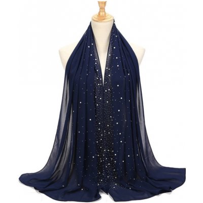 Šifónový přehoz přes ramena s perličkami Tmavě modrá – Zbozi.Blesk.cz