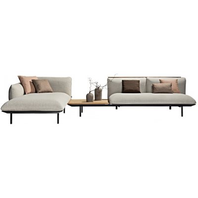 Tribu Rohová sedací sestava SET 19 Senja Sofa s teakovým stolkem, Tribu, 368x186cm, sedáky venkovní tkanina kat. E, provedení barva dle vzorníku, bez dekoračních polštářů – Zboží Mobilmania