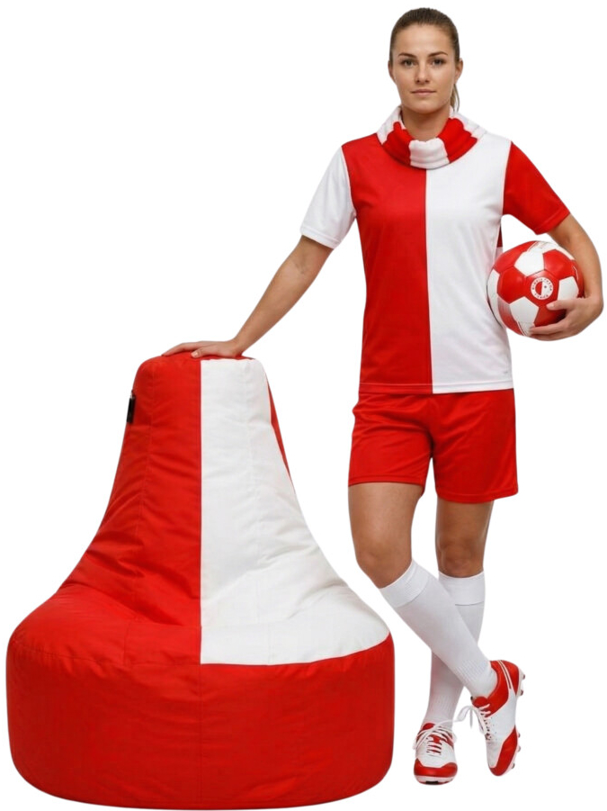 CrazyShop Sedací vak Fotbal Serie bílá červená