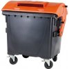Popelnice MEVA-TEC Plastový kontejner 1100 lt. černý/oranžové víko