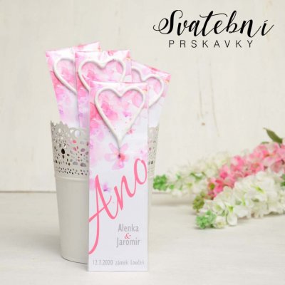 Svatební oznámení | prskavky | bílé srdíčko | růžové – Sleviste.cz