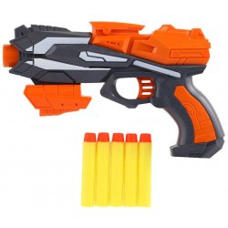 TEDDIES Pistole oranžová na pěnové náboje 20x14cm plast + 5ks nábojů oranžová na kartě