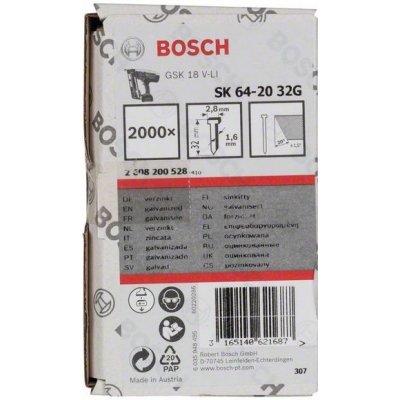 2608200528 Hřeb se zápustnou hlavou SK64 20G 32 mm, pozinkovaný Bosch – HobbyKompas.cz