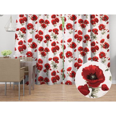 Biante Bavlněný závěs Sandra SA-632 Vlčí máky na bílém 150x240 cm – Hledejceny.cz