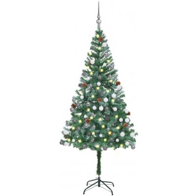 vidaXL Umělý vánoční stromek s LED sadou koulí a šiškami 180 cm – Zbozi.Blesk.cz