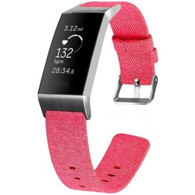 Mobilly řemínek pro Fitbit Charge 3, velikost S, kov+canvas, červený 94 DSC3-05-00 – Hledejceny.cz