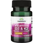 Swanson Vitamíny D3 & K2 2000 IU & 75 ug 60 rostlinných kapslí – Hledejceny.cz