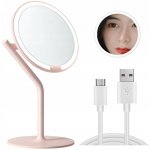 Zrcadlo zrcadlo na líčení Amiro růžové s LED osvětlením 5x – Zboží Mobilmania