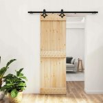 vidaXL Posuvné dveře Přírodní a černá 70 x 210 cm – Zboží Mobilmania