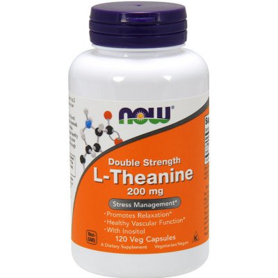 NOW Foods L-Theanine s Inositolem Double Strength 200 mg 120 rostlinných kapslí
