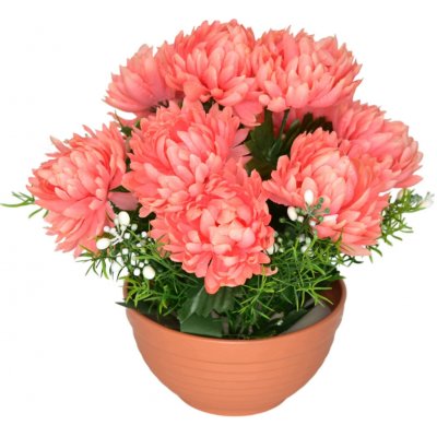 Podzimní miska s růžovými chryzantémami, 10 květů, 25 × 26 cm – Hledejceny.cz