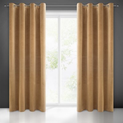 EUROFIRANY ZATEMŇOVACÍ ZÁVĚS NA KROUŽCÍCH ADELLE 140X250 CM MEDOVÁ – Sleviste.cz