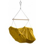 Závěsné houpací křeslo hořčicové HOJDAVAK MAXI s polštářkem, Lano bílé - Indoor tkanina – Zboží Dáma