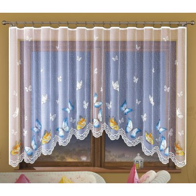 Forbyt Dětská kusová záclona EMANUEL bílá s barevným vzorem motýlů, výška 150 cm x šířka 300 cm (na okno) – Zboží Mobilmania
