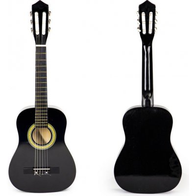 ECOTOYS Dětská dřevěná kytara 6 strun černá – Sleviste.cz