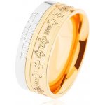 Šperky eshop Dvoubarevný ocelový prsten zlatý a stříbrný odstín vzor keltské kříže HH8.15 – Zboží Mobilmania