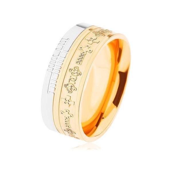 Šperky eshop Dvoubarevný ocelový prsten zlatý a stříbrný odstín vzor  keltské kříže HH8.15 od 156 Kč - Heureka.cz