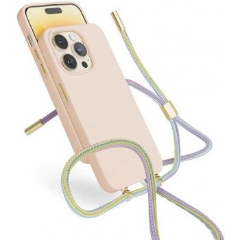Pouzdro Epico Silicone Necklace Case iPhone 13/14 - růžové