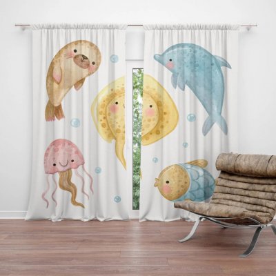 Sablio Závěs Podmořská parta: 2ks 140x250cm – Hledejceny.cz