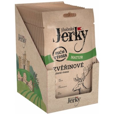 Sušené maso Jihočeské Jerky Zvěřinové natur 20 x 20 g – Zboží Dáma